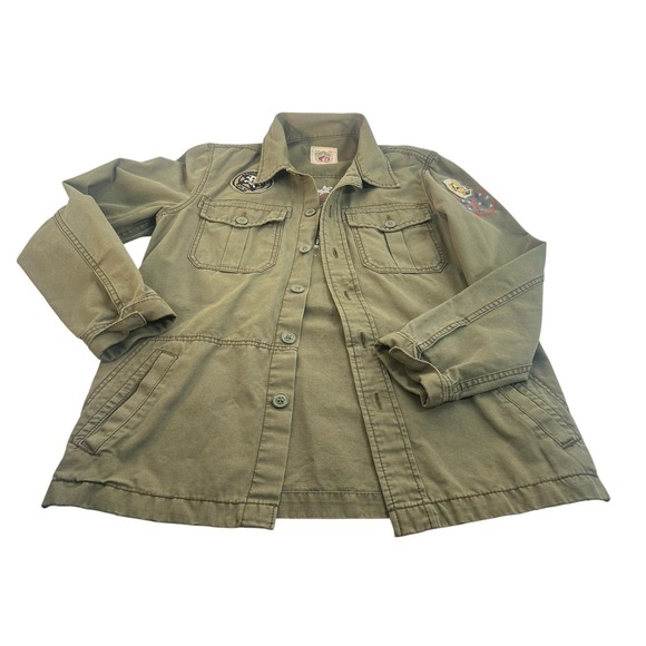 vintage Lucky Brand Jacket Womens S/P Green Military Army‎ Utility Grunge - Picture 2 of 8